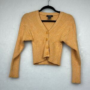 Express KNITTED BUTTON-FRONT CARDIGAN CROPPED CABLE SWEATER SZ XS